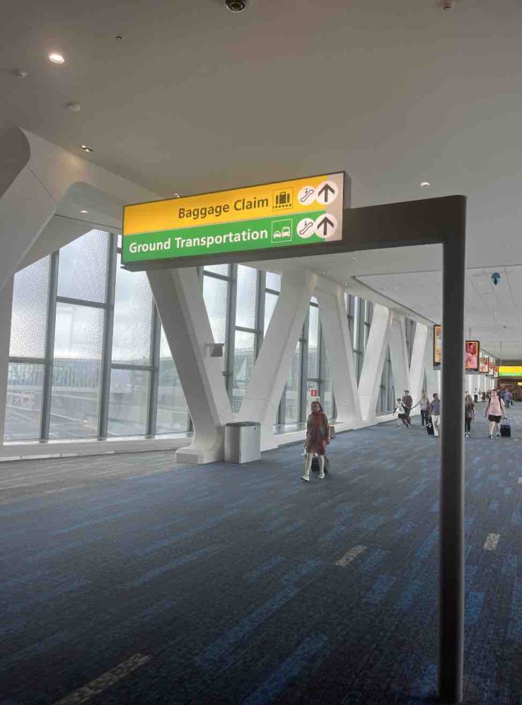 Keep following Baggage Claim and Ground Transportation Signs at LaGuardia Airport Terminal B.