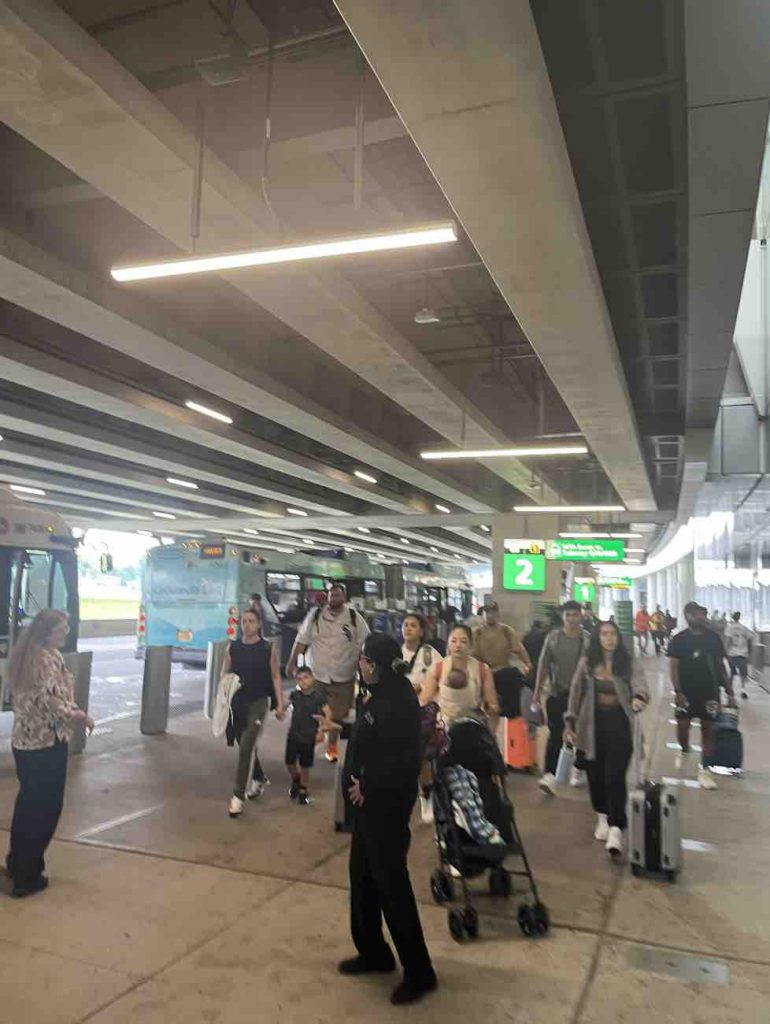 Approaching the LaGuardia Link Bus at the LaGuardia Airport Terminal B.