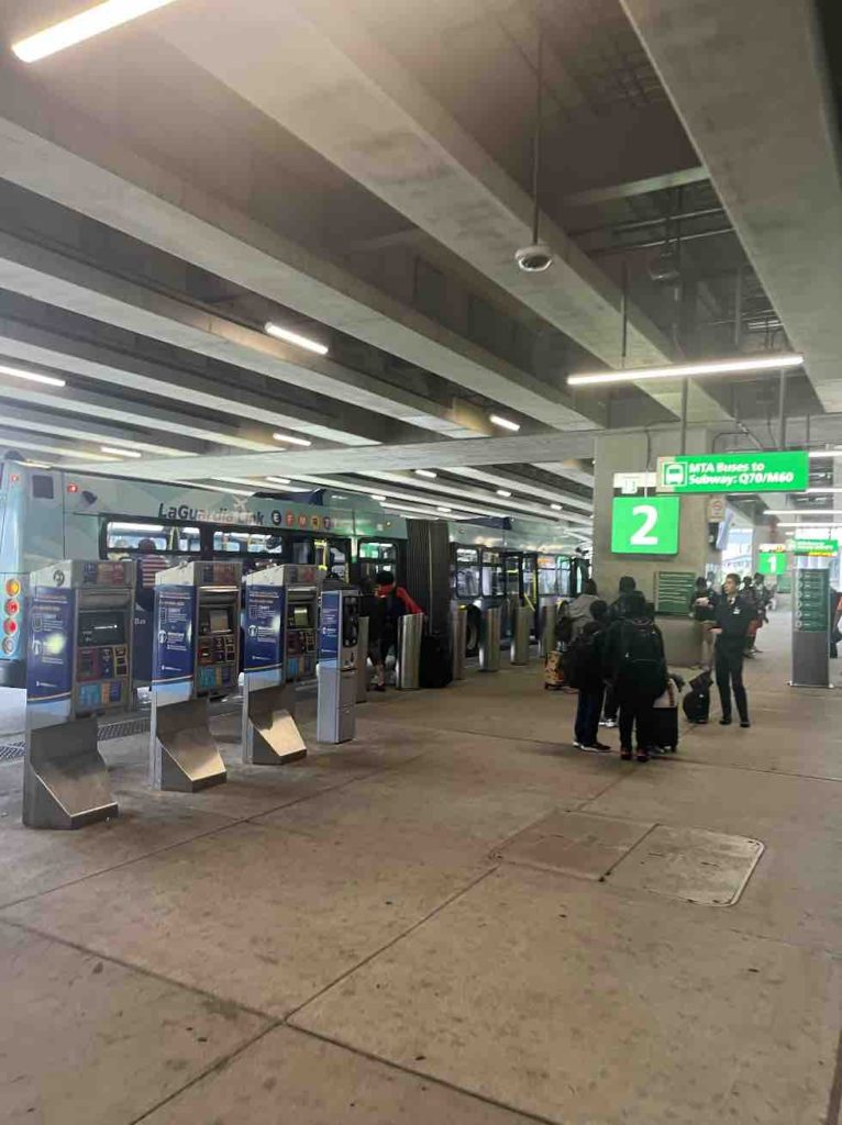 Approaching the LaGuardia Link Bus at the LaGuardia Airport Terminal B.